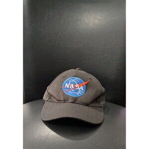 NASA Snapback Baseball Cap. Embroidered Logo. Black. One Size FIt Most.